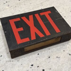Vintage Metal Industrial Emergency Exit Sign/Movie Theater Light As Is Rusty